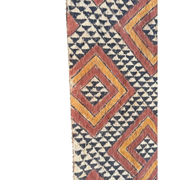 Vintage African Kuba Cloth Tapestry Wall Hanging With Geometric Patterns - Picture 8 of 16